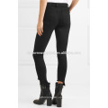 La Capri recortada angustiada High-rise Skinny Jeans Fabricación venta al por mayor de prendas de vestir de las mujeres (TA3069P)